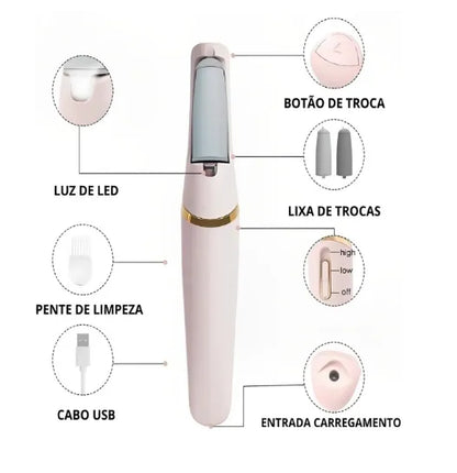 Lixa De Pé Elétrica Portátil Removedor De Calos E Rachaduras CallusCare