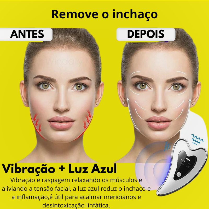 Massageador Facial Elétrico Windaily 4 em 1 - Anti-Rugas, raspagem facial, lifting facial e Redução de Papada